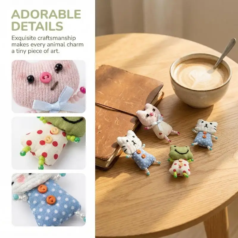 

5Pcs Cute DIY Handmade Beaded Little Pig Frog And Little Cat Ornaments Creative Children's Clothing Shoes Socks Accessories
