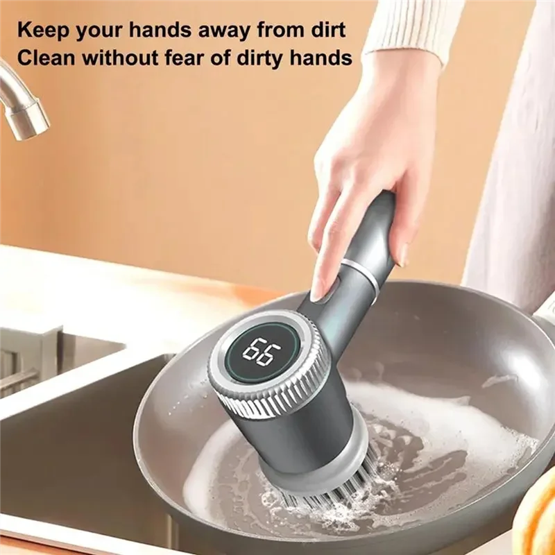 Cordless Electric Floor Cleaning Brush USB Rechargeable Rotating Floor Scrubber Handheld Scrubbing Tool C-A70Z