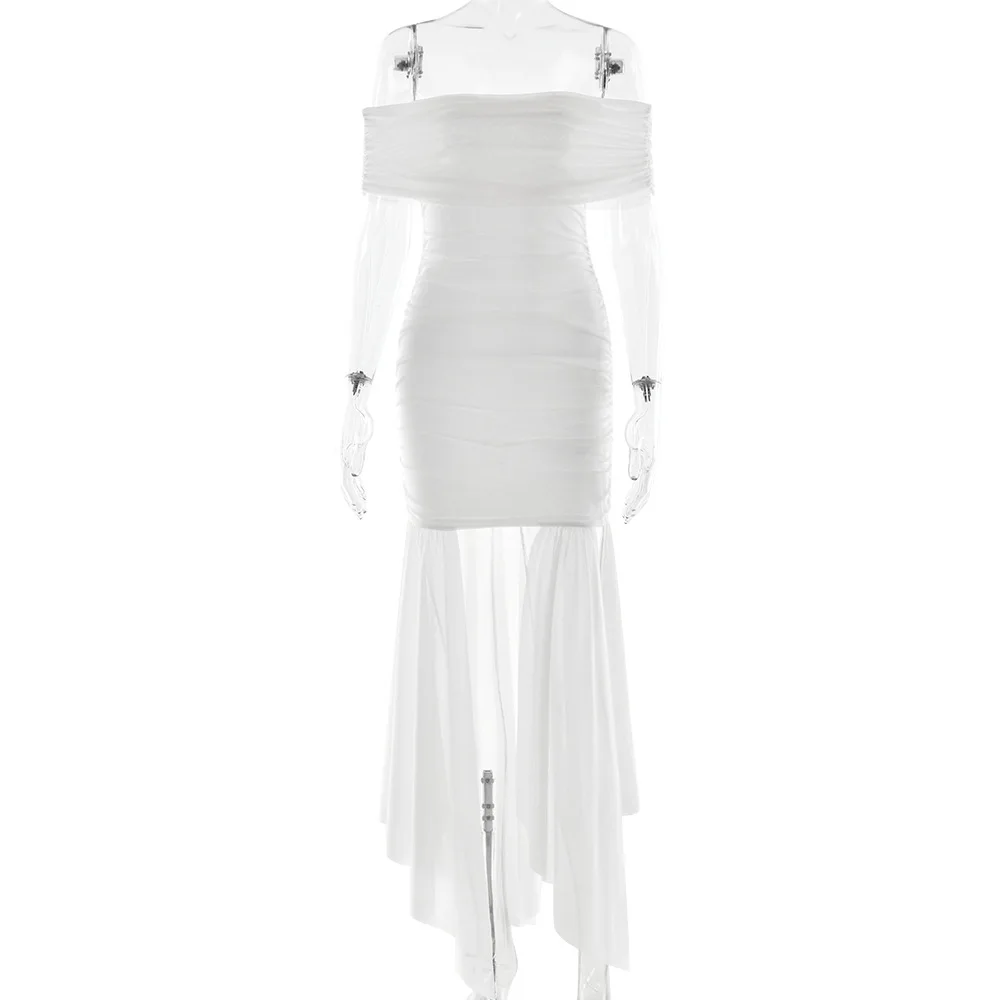 2025 Primavera y novedad de verano vestido Sexy para mujer elegante sin tirantes Color sólido plisado cinta cintura adelgazante Falda corta