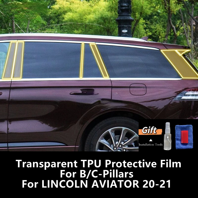 

For LINCOLN AVIATOR 20-21 B/C-Pillars Transparent TPU Protective Film Anti-scratch Repair Film Accessories Refit