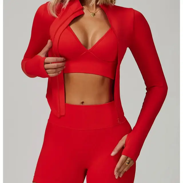 Conjunto de Yoga Esportivo Sem Costura 2/3 Peças Feminino, Roupa Esportiva Respirável de Cintura Alta, Conjunto de Roupa Íntima Esportiva Feminina para Academia e Treino