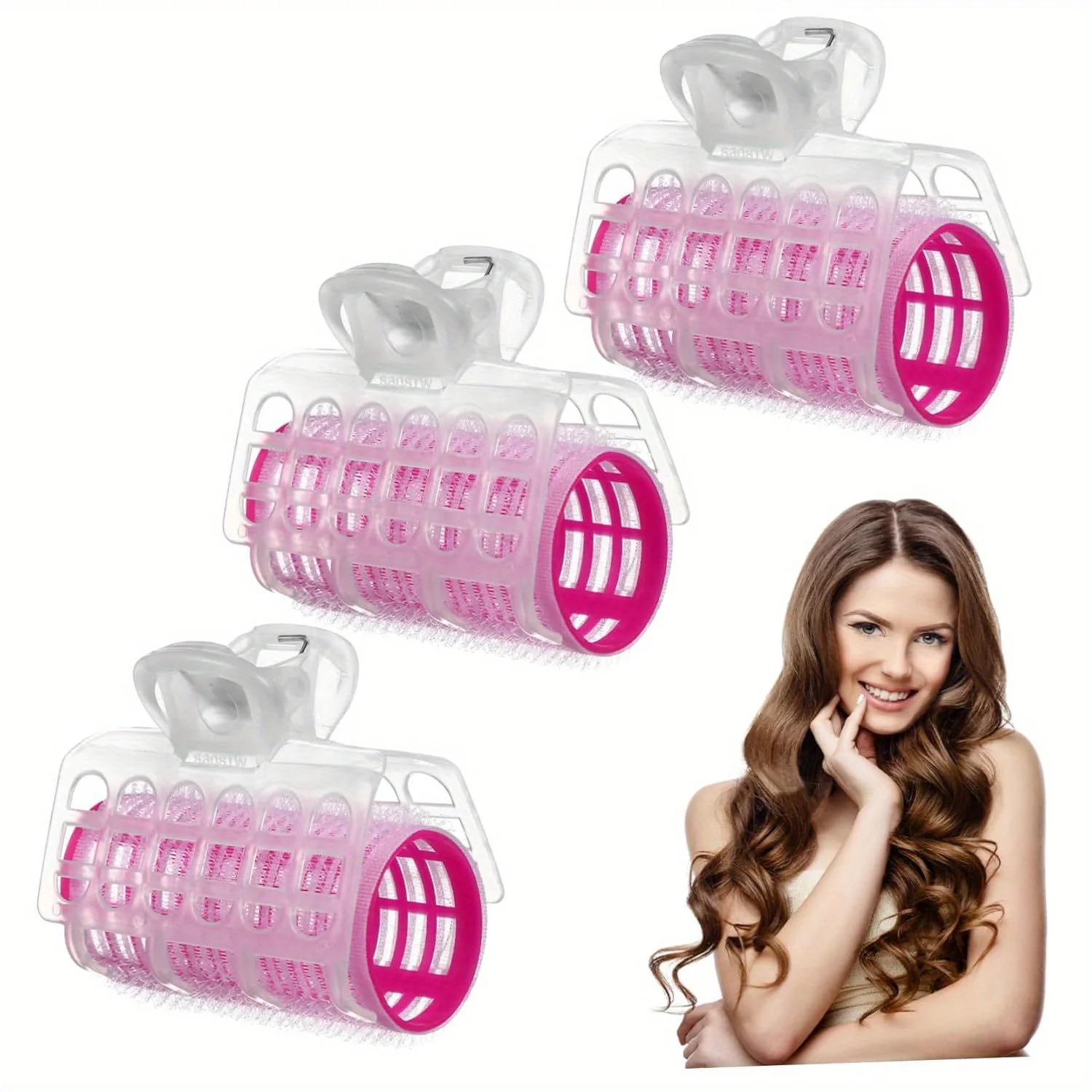  3 Pack Reusable Plastic Hair Rollers, Salon Hairdressing Curlers Clips, Women Styling Tools for Curly Hair