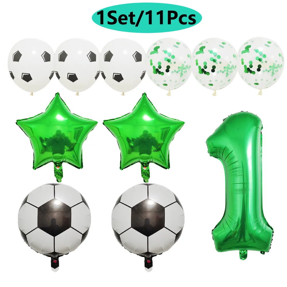 1 Set Helium Foil Globos Football Balloons Birthday Party Decorations Kids Boy 32Inch Green Number Ball Soccer Sports Supplies