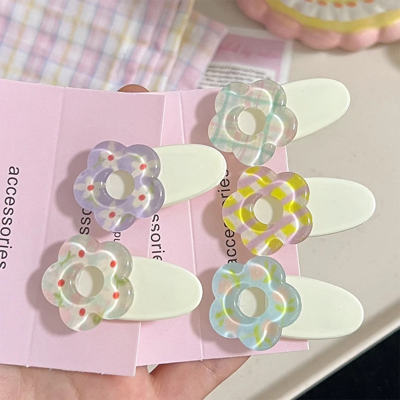 1/2Pcs Fashion Jelly Color Blossom Flower Keychain Sweet Cute Flower Hair Clip Purse Handbag Bag Decoration Accessories Gifts