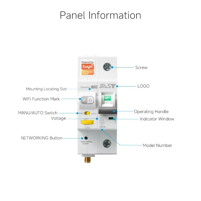 Wifi Smart Circuit Breaker, Smart MCB Circuit Breaker 1P 16-100A Internet Control Home Smart Home Products