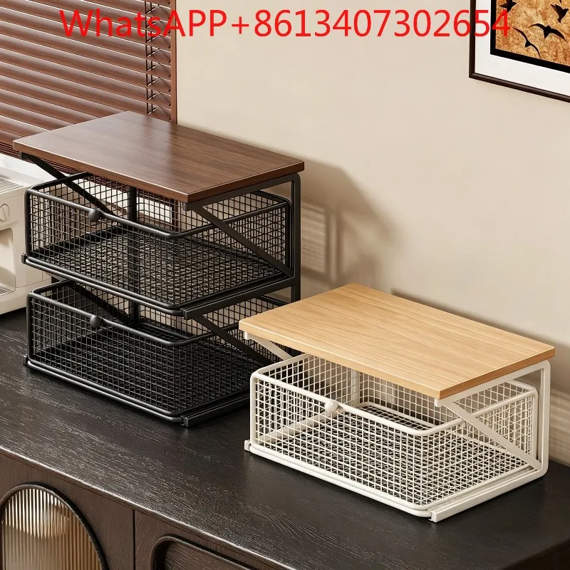 Desktop coffee machine, tea set rack, kitchen seasoning, snack tea bag, drawer type multi-layer storage rack (1pcs)