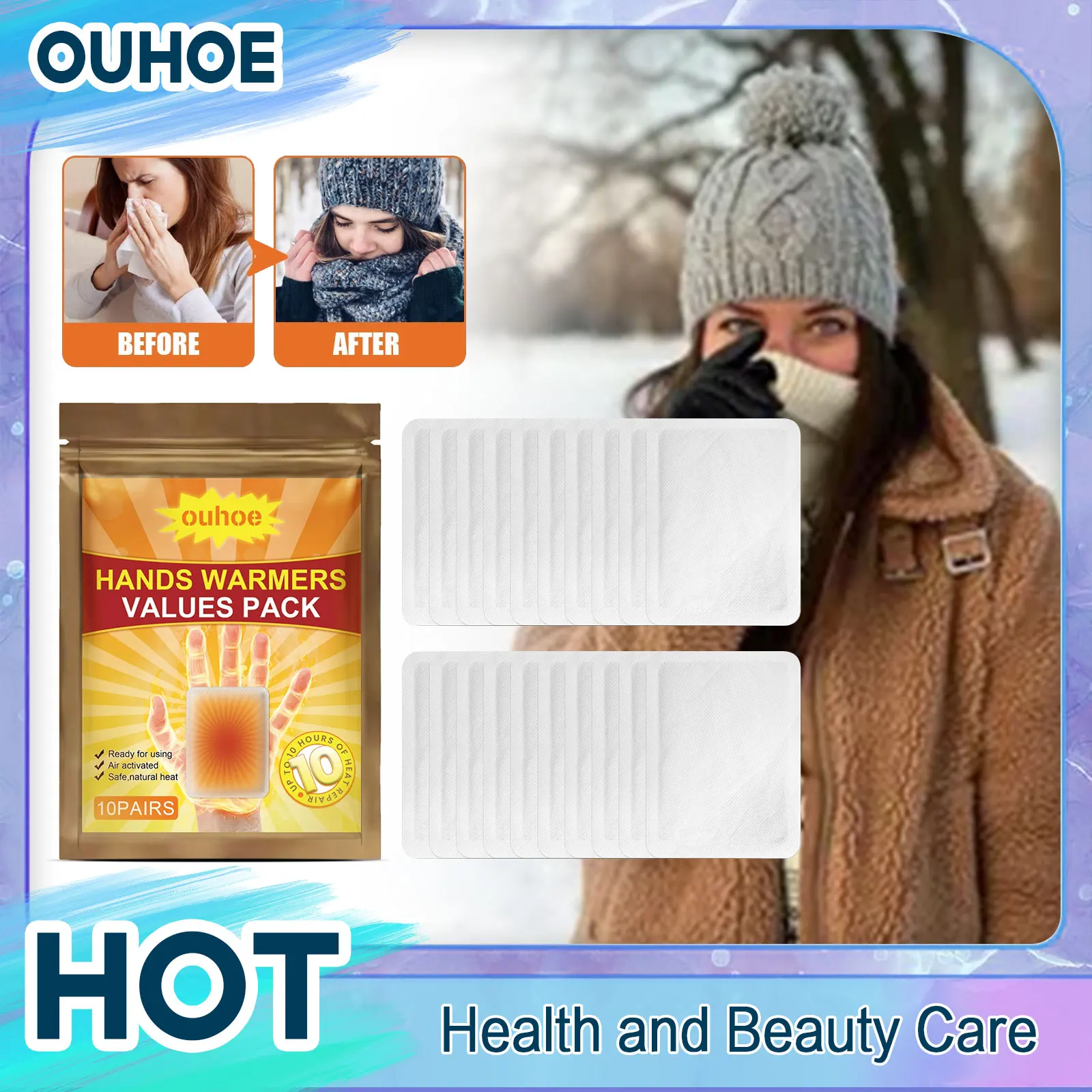 Hand Heating Patch Disposable Hot Warming Long Lasting Anti Winter Cold Outdoor Self Heated Abdomen Leg Foot Body Warmer Stciker
