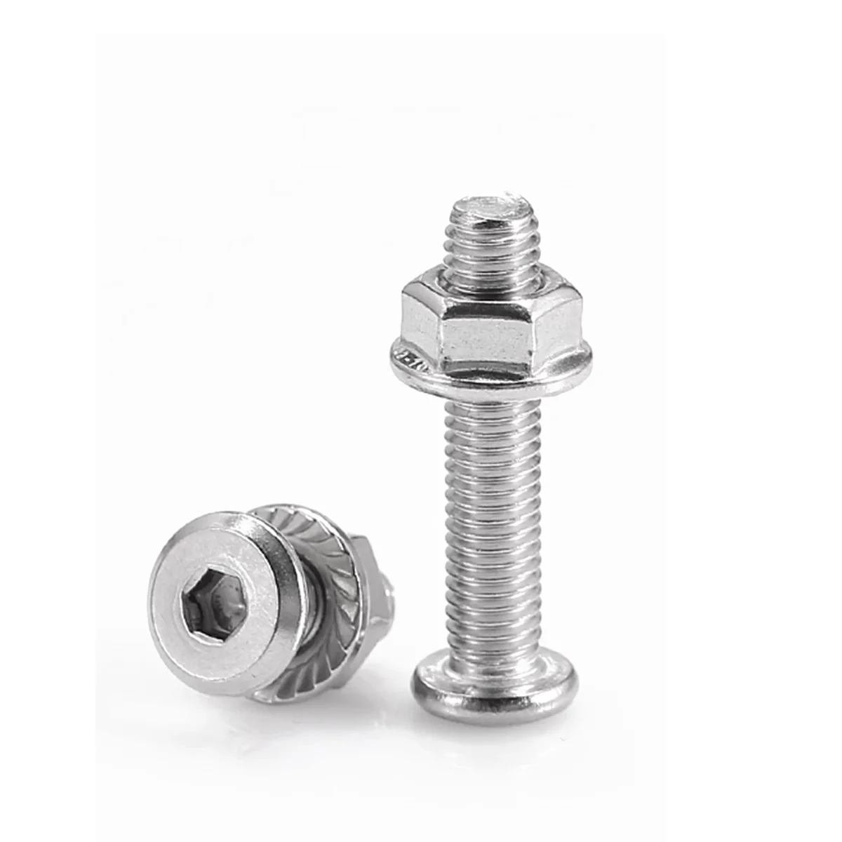 304 Stainless Steel Flat Head Chamfered Hexagonal Screw Flange And Nut Combination M3M4M5M6M8