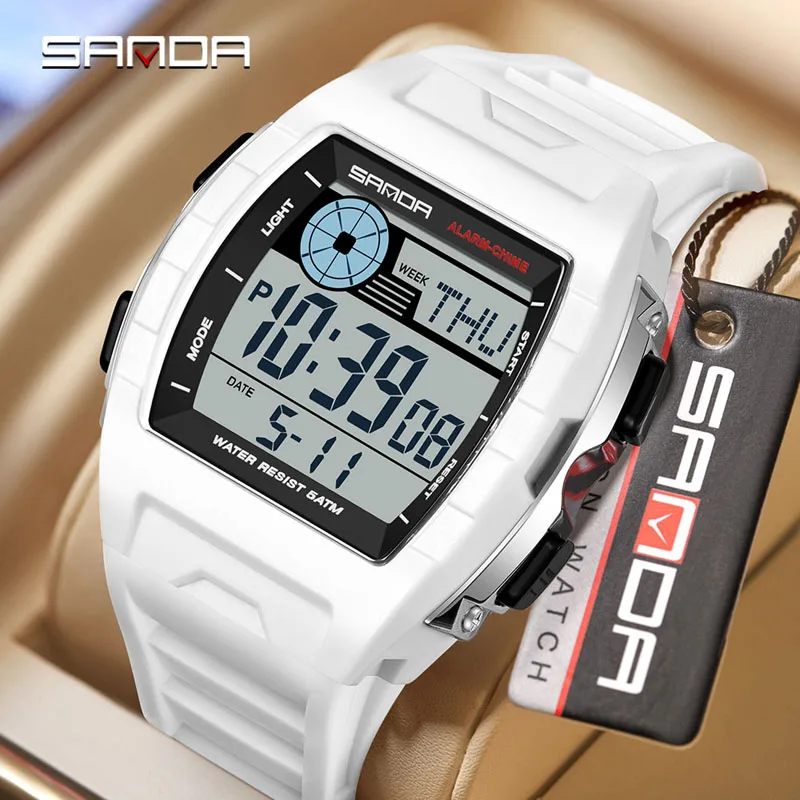 SANDA2225 Men's Sports Electronic Watch Waterproof Night Light Multifunctional Timing Alarm Clock Stopwatch Youth Wrist Watch