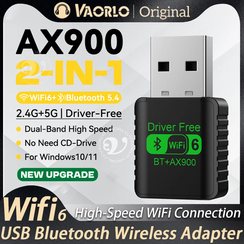 

2 в 1 AX900 WIFI6 USB-адаптер Bluetooth 5,4 двухдиапазонный 2,4G и 5G 900 Мбит/с Wi-Fi 6 802.11AX Мини-приемник беспроводной карты для WIN 10/11