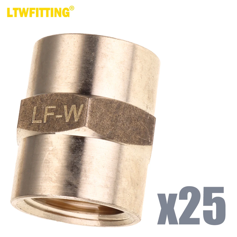 

LTWFITTING LF Brass Pipe Fitting 3/8" Female NPT Coupling Water (Pack of 25)