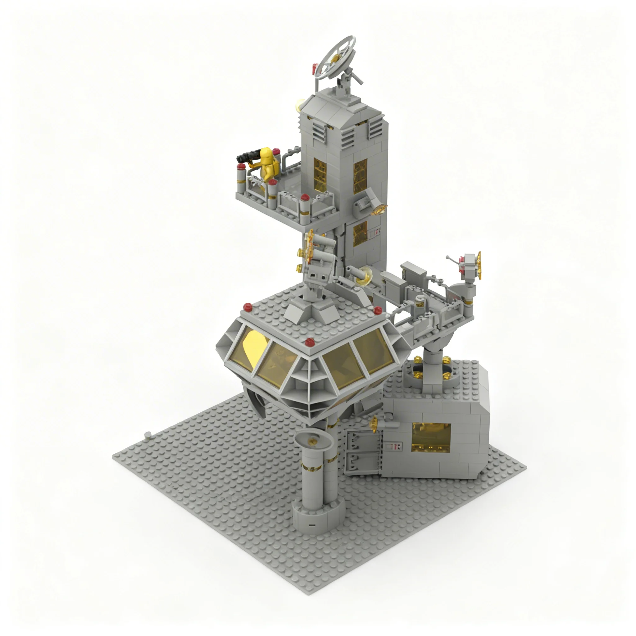 1039PCS MOC Medieval Castle Pcs201 Classic Space Watchtower Surveillance Base Elevator Garage Buggy Model Blocks DIY Gift Home