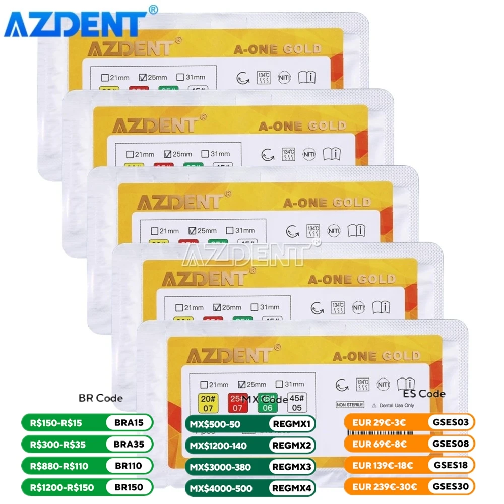 5 BoxesT Dental Reciprocating Files Endodontic Root Canal Niti File AZDEN 25mm Engine Use 4pcs/Box Dentistry