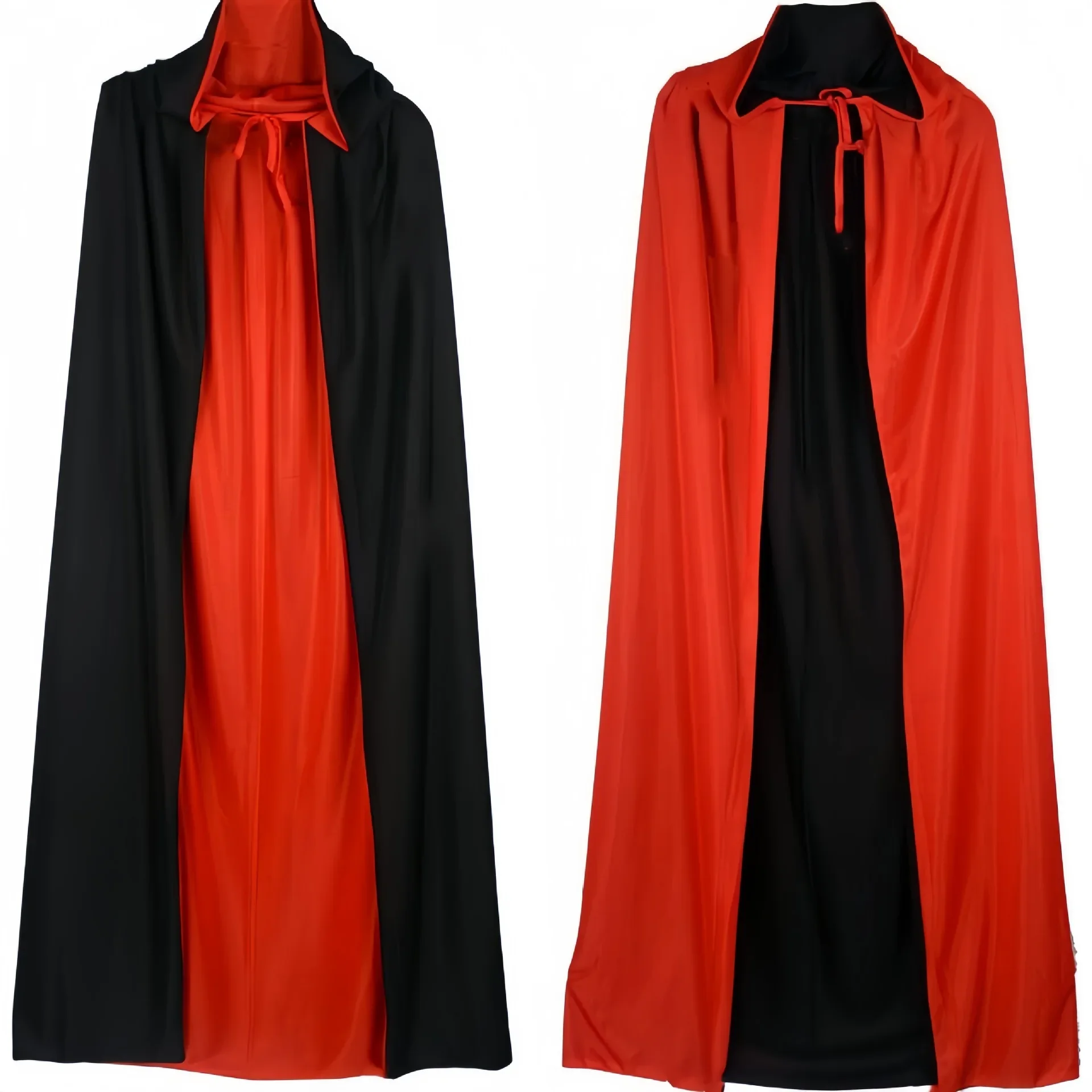 

Halloween Cloak Adult and Children Makeup Costume Props Red and Black Standing Collar Death Cloak Cloak Black Double Sided