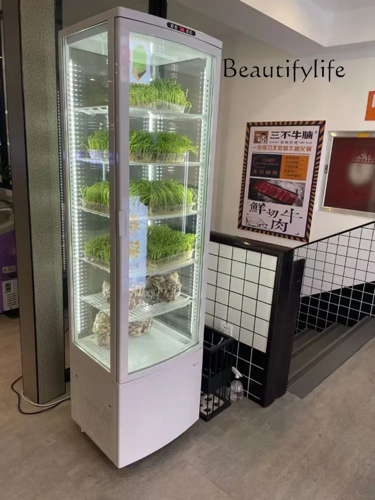 Four-sided transparent glass refrigerated display cabinet Commercial vertical fresh-keeping cabinet