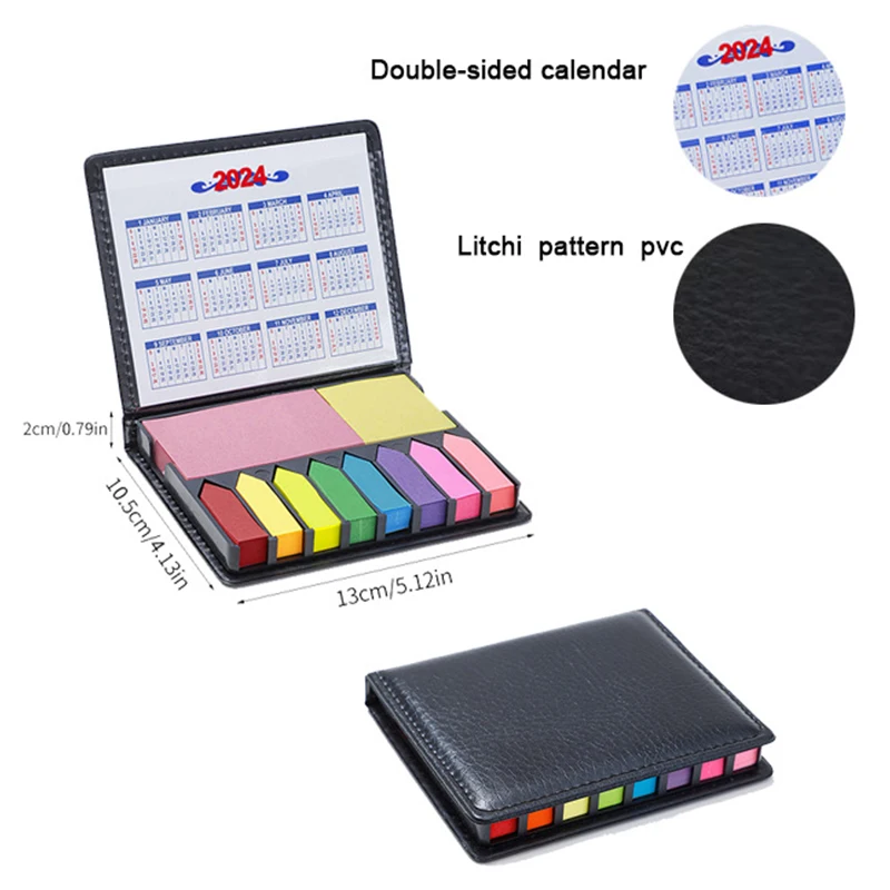 Multicolor Sticky Note Set Color Memo Pads with Pu Leather Packing Box Convenience Stickers Divider Calendar Index Tabs Bookmark