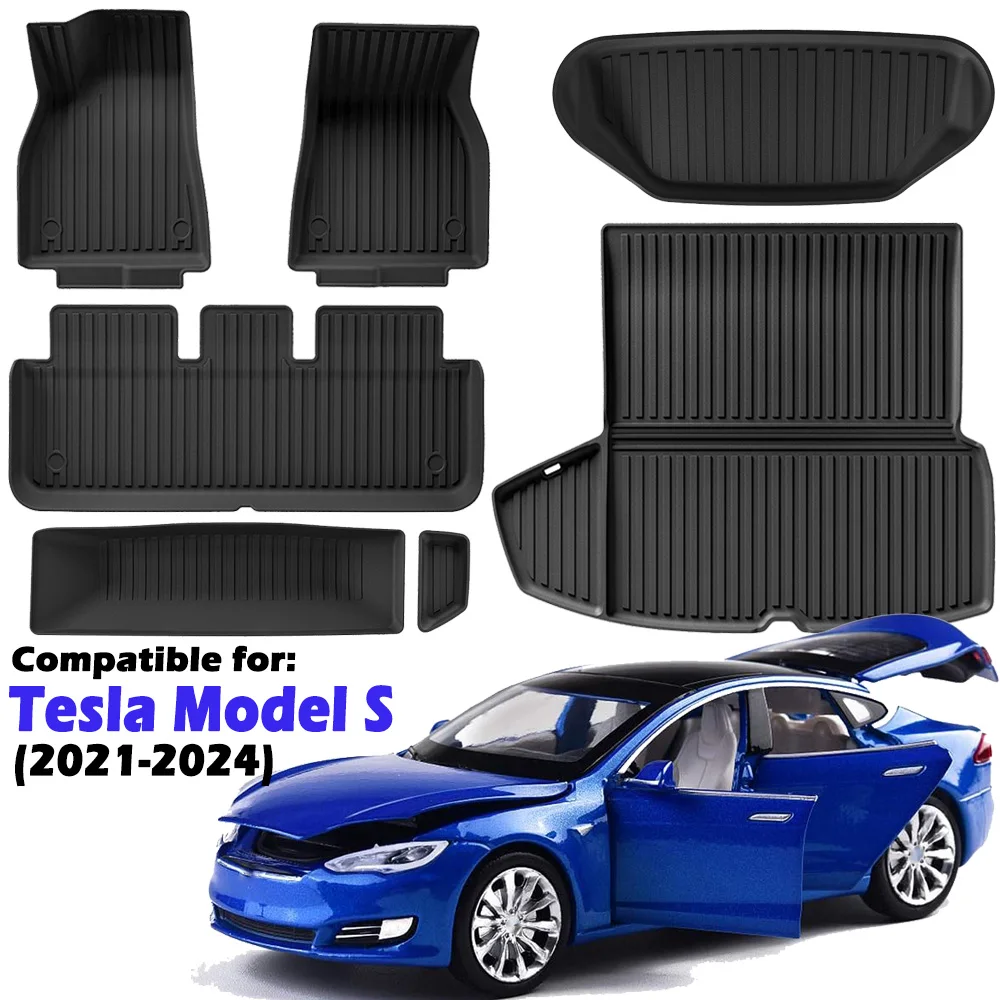 

Floor Mats Compatible for 2021-2024 Tesla Model S,All Weather Anti-Slip Protector Cargo Liners Floor Mat TPE Liner Accessories