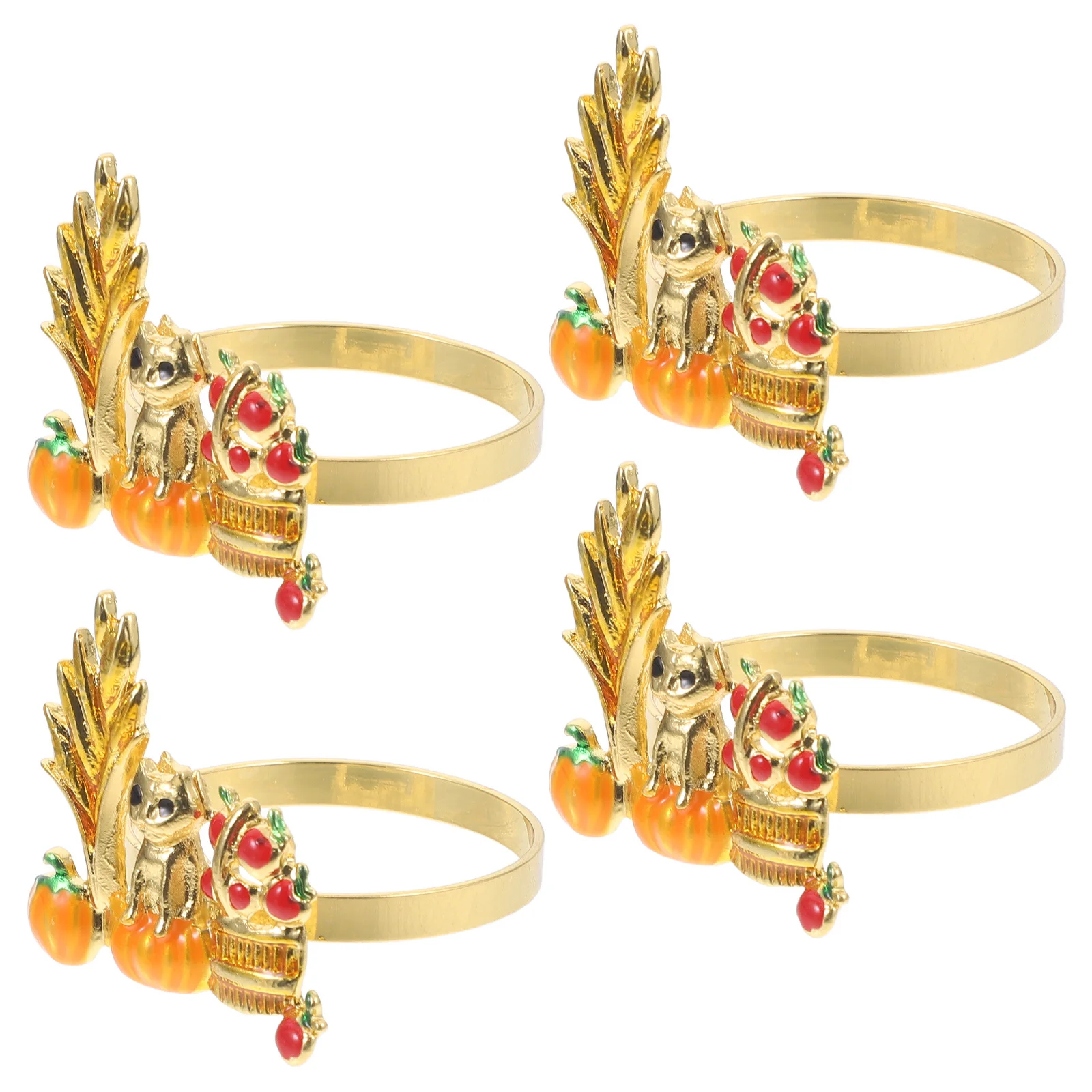 

4Pcs Harvest Festival Cat Pumpkin Napkin Buckles Reusable Party Table Decoration Pumpkin Napkin Ring Party Decorations