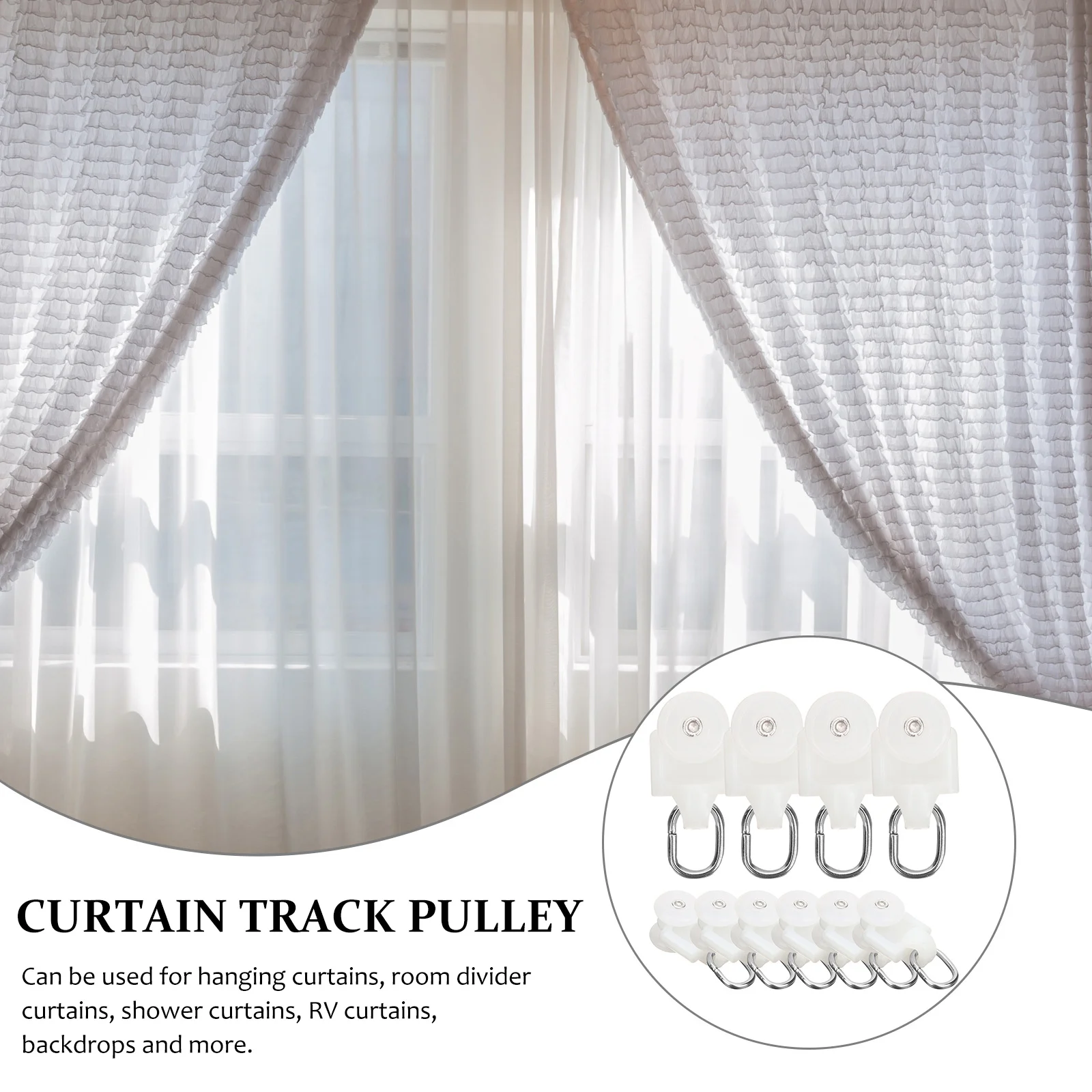 

10Pcs Curtain Track Pulley High Grade Plastic Metal Smooth Glide for Large Curved Track Curtain Rail Accessories
