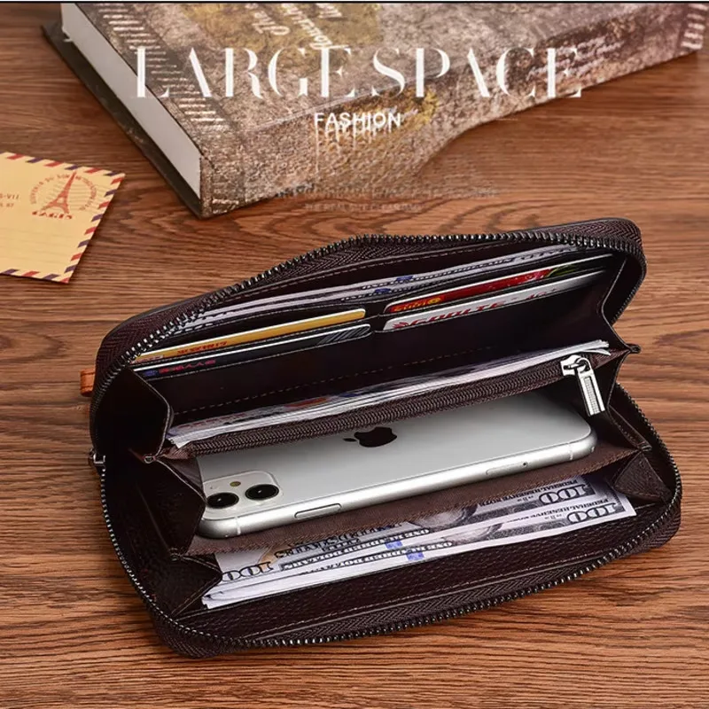 MOTAORA Women's Genuine Cow Leather Wallet – Long Embossed Ethnic Purse with Card Slots & Phone Pocket, Retro Handbag Gift