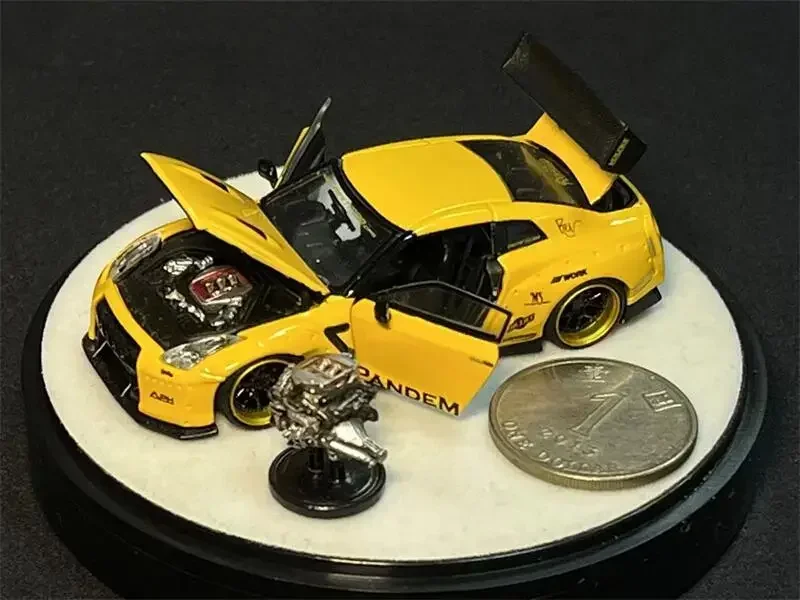 

PGM 1:64 GTR R35 Pandem Yellow Diecast- Full Open Model Car