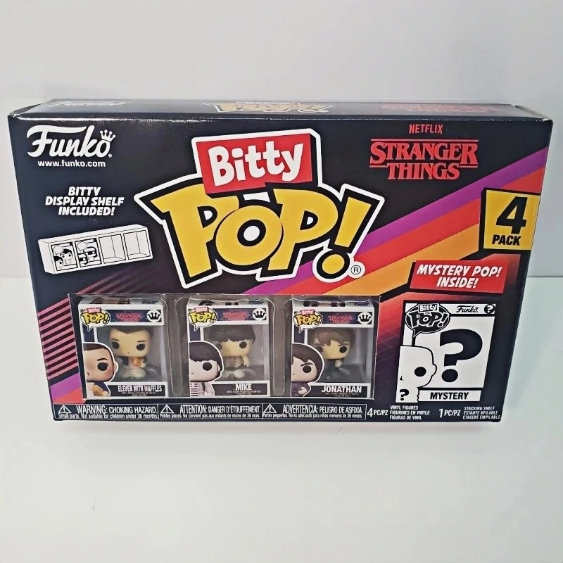 Funko Bitty Pop! Stranger Things: Set de 4 Mini Figuras de Vinilo de Eleven, Hopper y Demogorgon, Modelo Coleccionable, Adorno de Escritorio, Juguete, Regalo