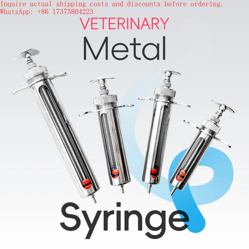 10 pcs Adjustable Safety Veterinary Copper Continuous Syringe Reusable10ML 20ML 30ML  50ML Luer Lock Tip Diagnosis Injection