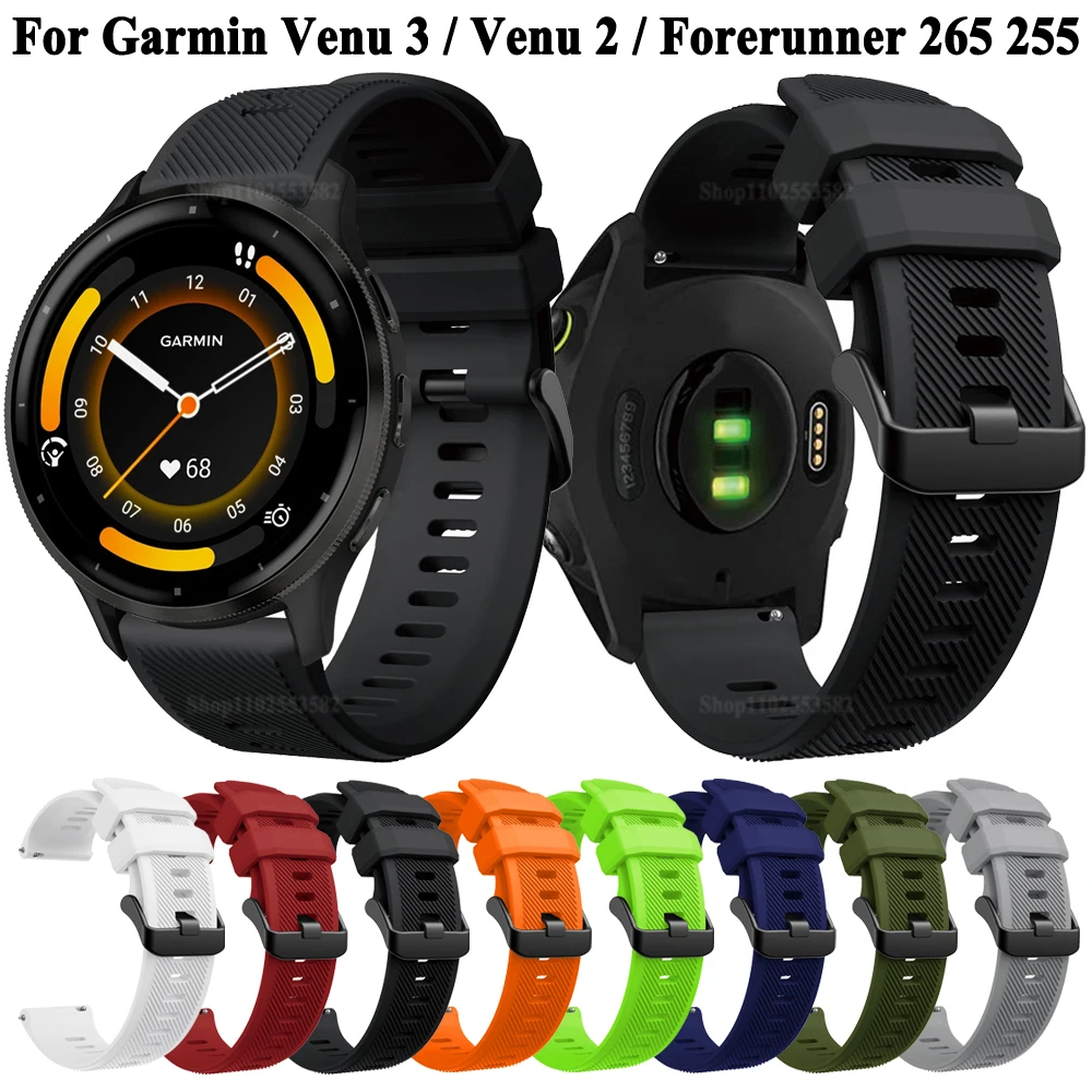 Браслет силиконовый для музыкального ремешка, 22 мм, для часов Garmin 3/CAME 2/Forerunner 265/Forerunner 255