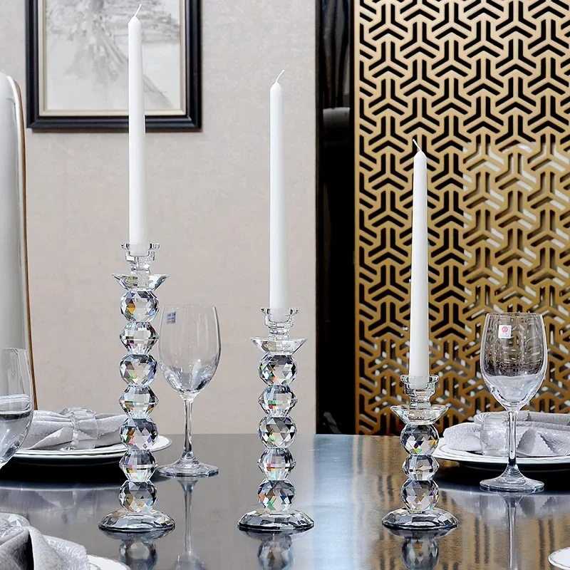 Nordic Crystal Glass Candle Holder, Luxury Wedding Decor, Coffee Table Centerpieces, Candelabra, Home Decoration