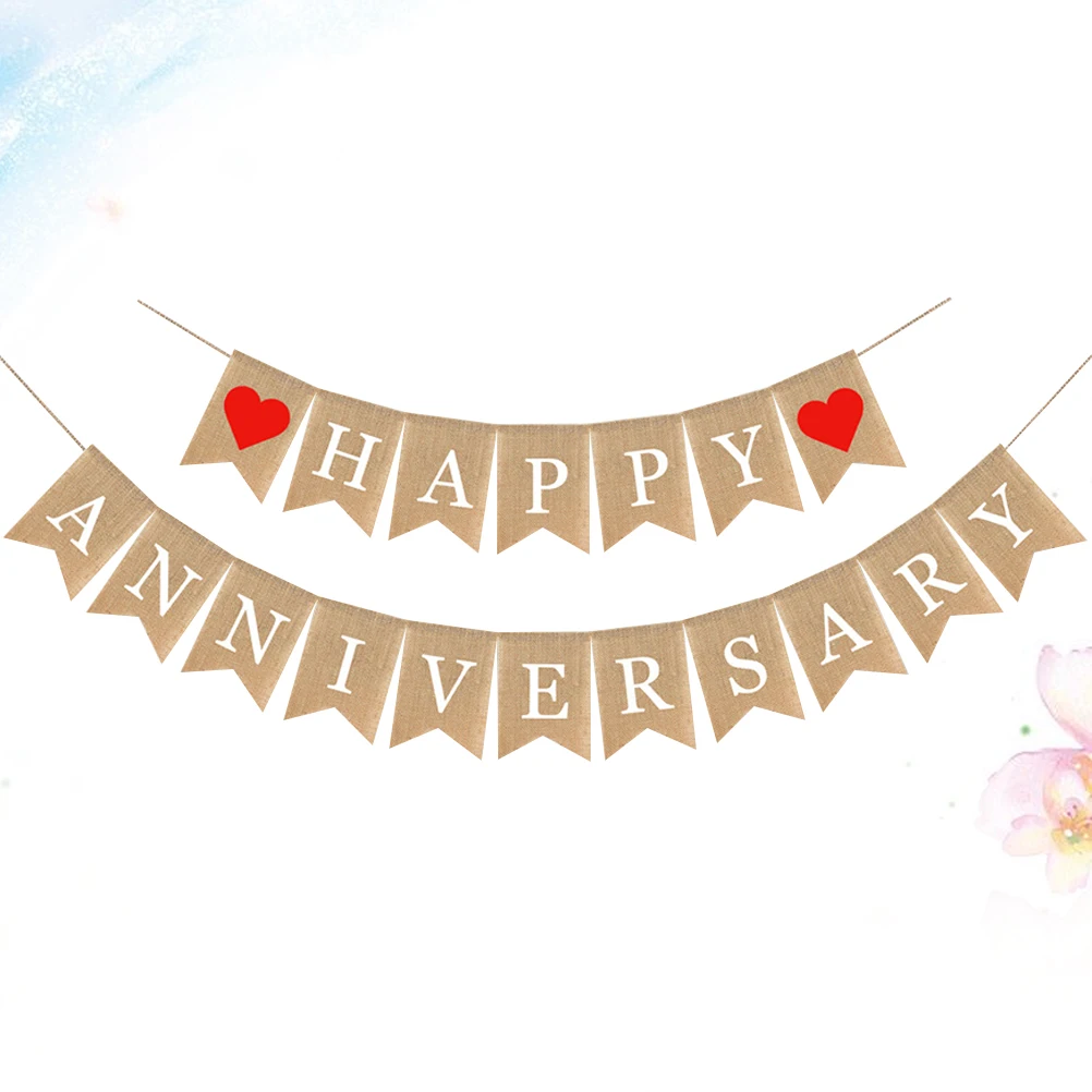 

Wedding Background Cloth Letter Banner Linen Anniversary Flag Decorate Party Baby