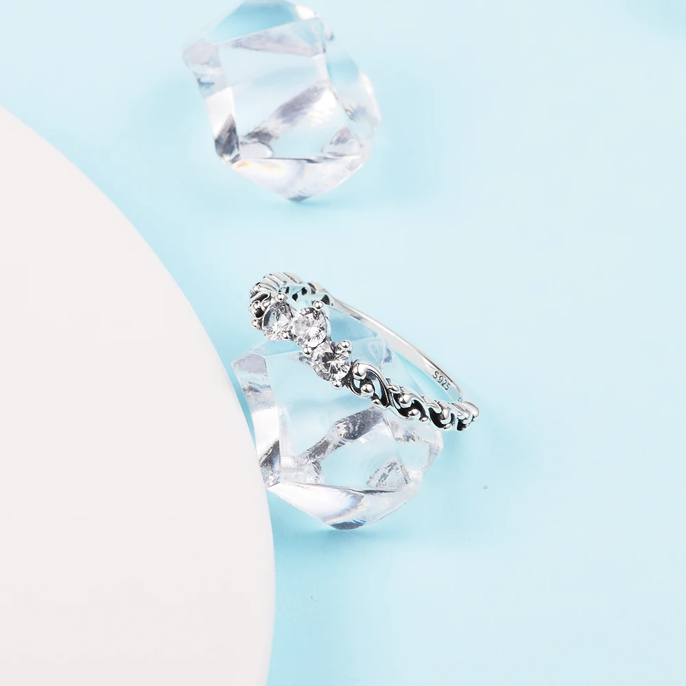 Regal Swirl Tiara Ring Gift Wedding Mother's Day New Year Girlfriend Sterling Silver 925 Jewelry Cheap Rings for Women