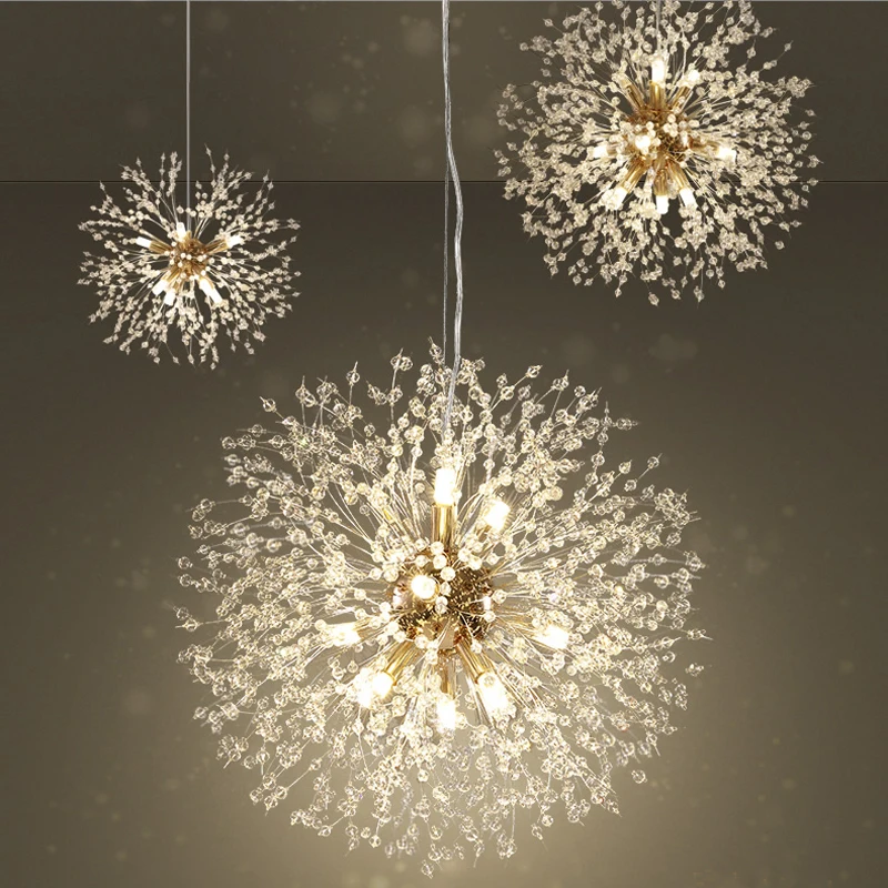 Imagem -02 - Crystal Dandelion Chandelier Campfire Bug Iluminação Decorativa Warm Chandelier Nórdico Moderno Sala de Jantar Quarto Loja