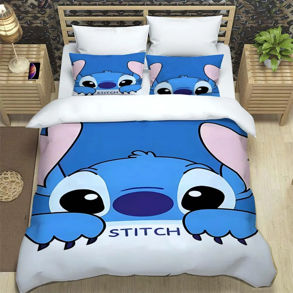 Imagem -03 - Stitch Cartoon Bedding Grupo Impressão 3d Decoração para Casa Fronha Colcha Presente Bonito para a Família e Amigos 11 Tamanhos