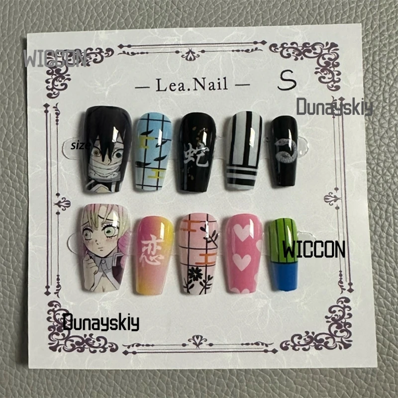 

Iguro Obanai аниме Kanroji Mitsuri CP костюмы для косплея аксессуары для ногтей крутой Kawaii милый милый подарок для фанатов Хэллоуин косплей