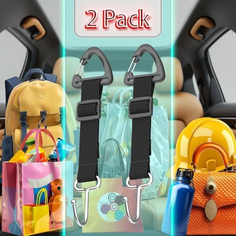  Pair Car Seats  Headrest Hook  Heavy Duty Metal Utility Hangers for Bags & Purses
