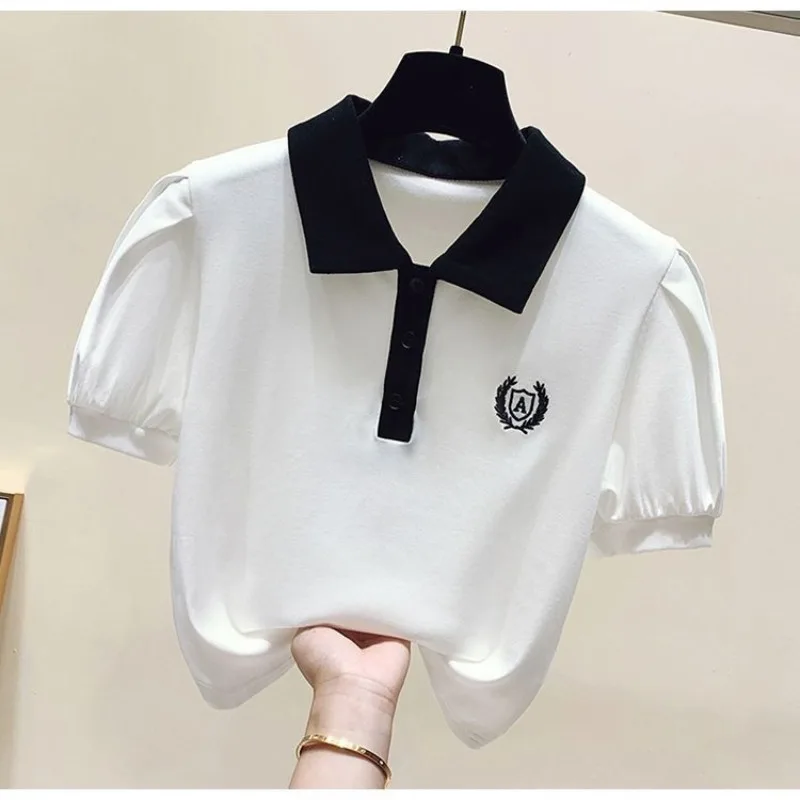 Polo Shirt For Girl Lapel Short sleeve T-shirt Girl Summer Clothing Students Loose Cotton Top Clothes Children Shirts