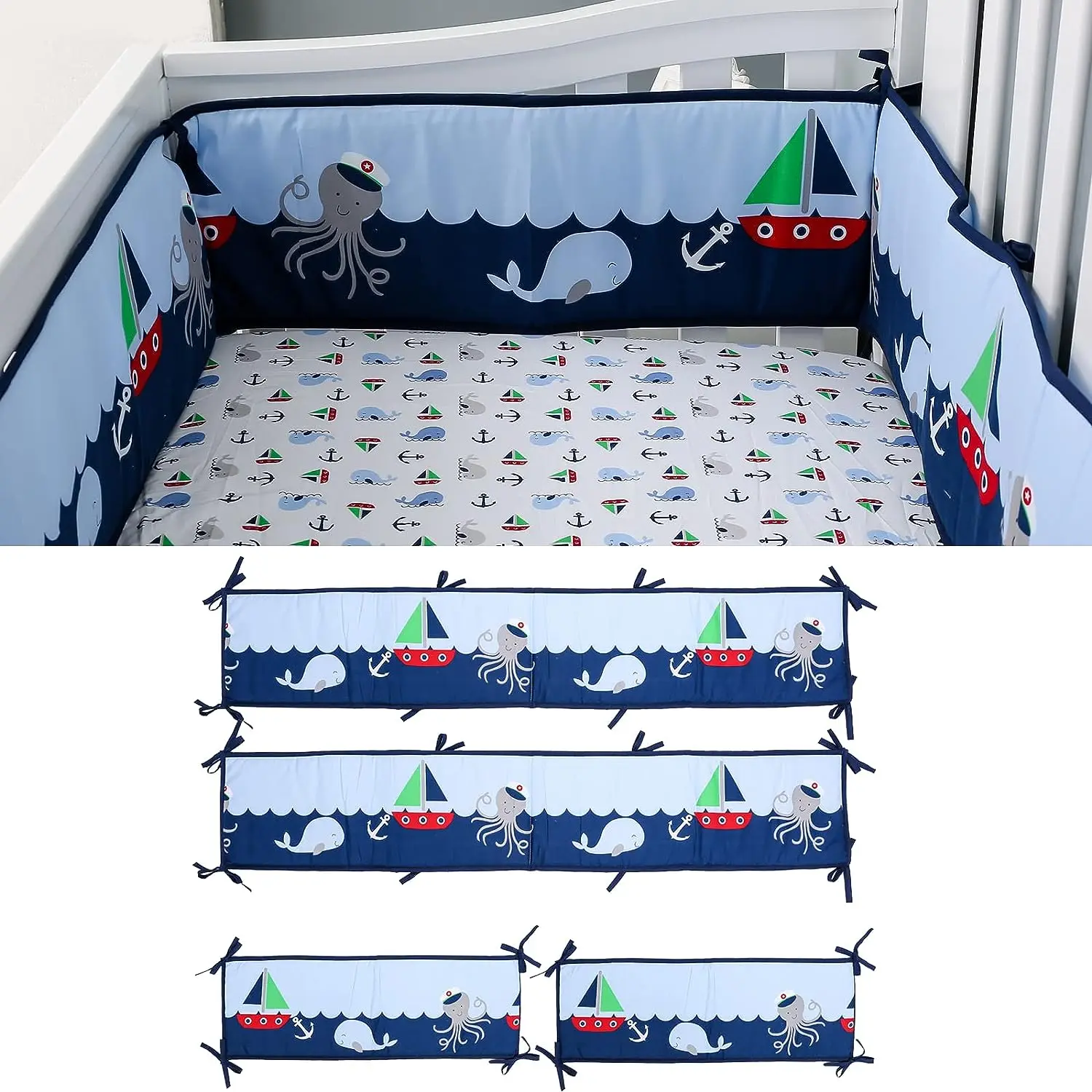 4pcs/set Multi-color Newborn Breathable Crib Soft Fence Baby Bed Bumper Bed Railing Protector (25.4*406.4cm)