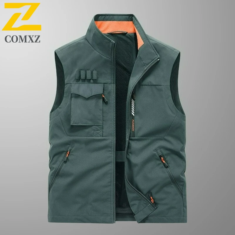 Men's Mesh Lined Vest Outdoor Multi Pocket Photography Fishing Breathable Vests Casual Lightweight Utility Wear Resistant Gilet