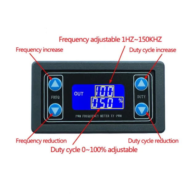 PWM 1Hz-150KHz Pulse Frequency Duty Cycle Adjustable Module Square Wave Rectangular Wave Signal Generator XY-PWM