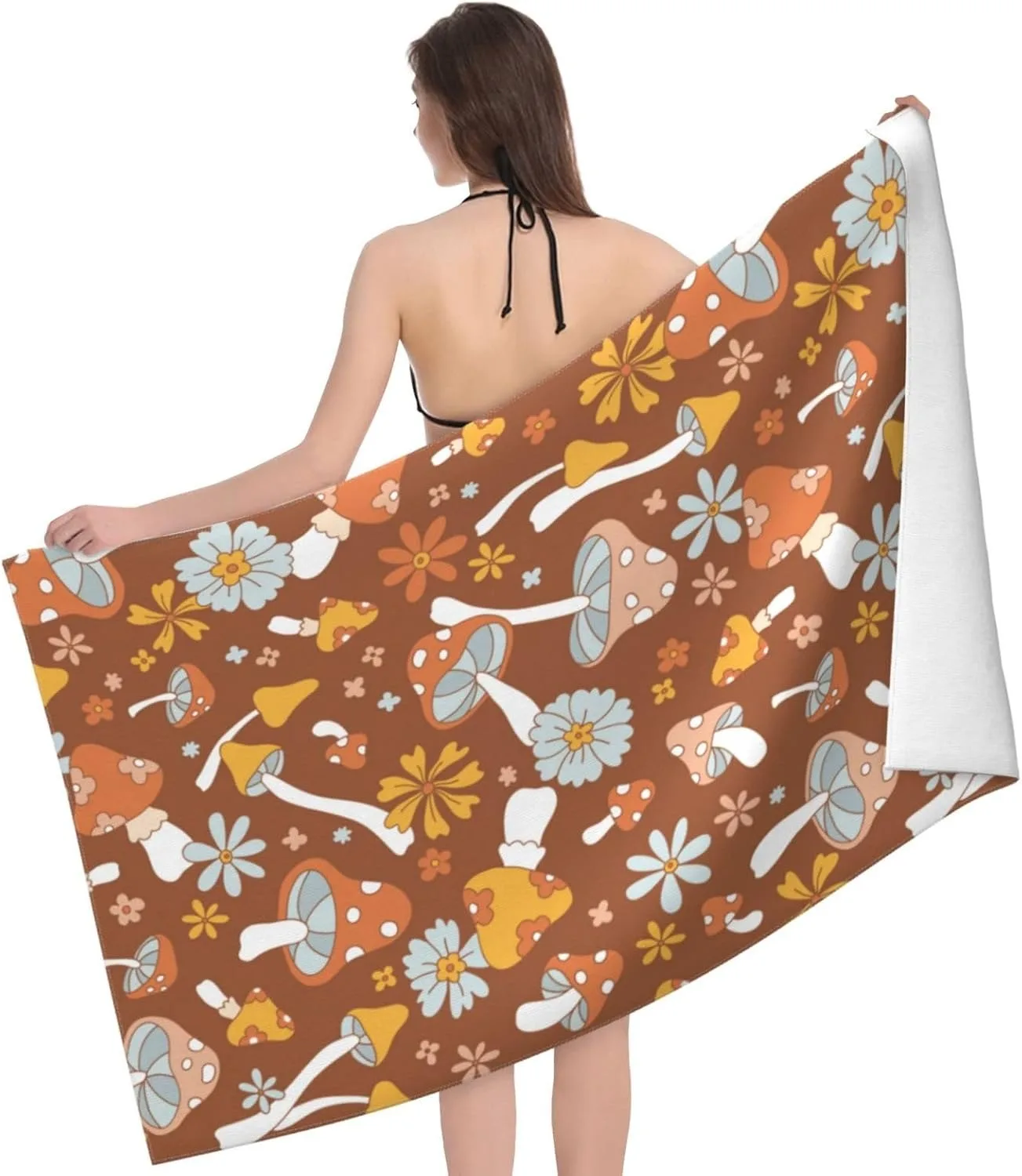 Mushroom and Daisy Beach Towel for family friends Gift Towel Quick-Dry Towel For Bath Yoga Tourism Beach GYM Camping Swimming