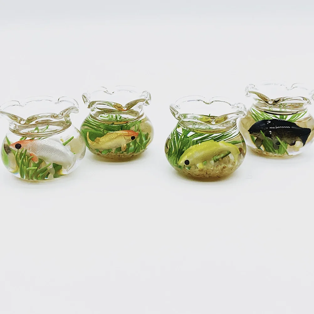 

3 Pcs Small Glass Fish Tank Bowl Mini Aquarium Fake Model Decorations Miniature House
