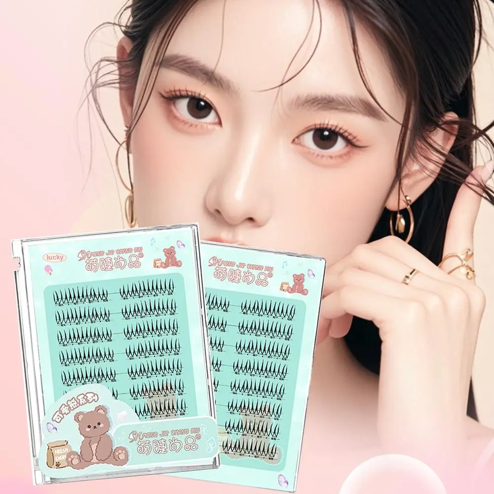 Faux-cils à 8 rangées, Type A, idole coréenne, noirs, tige améliorée ﻿   Cils doux en vison naturel en forme de U R4U3