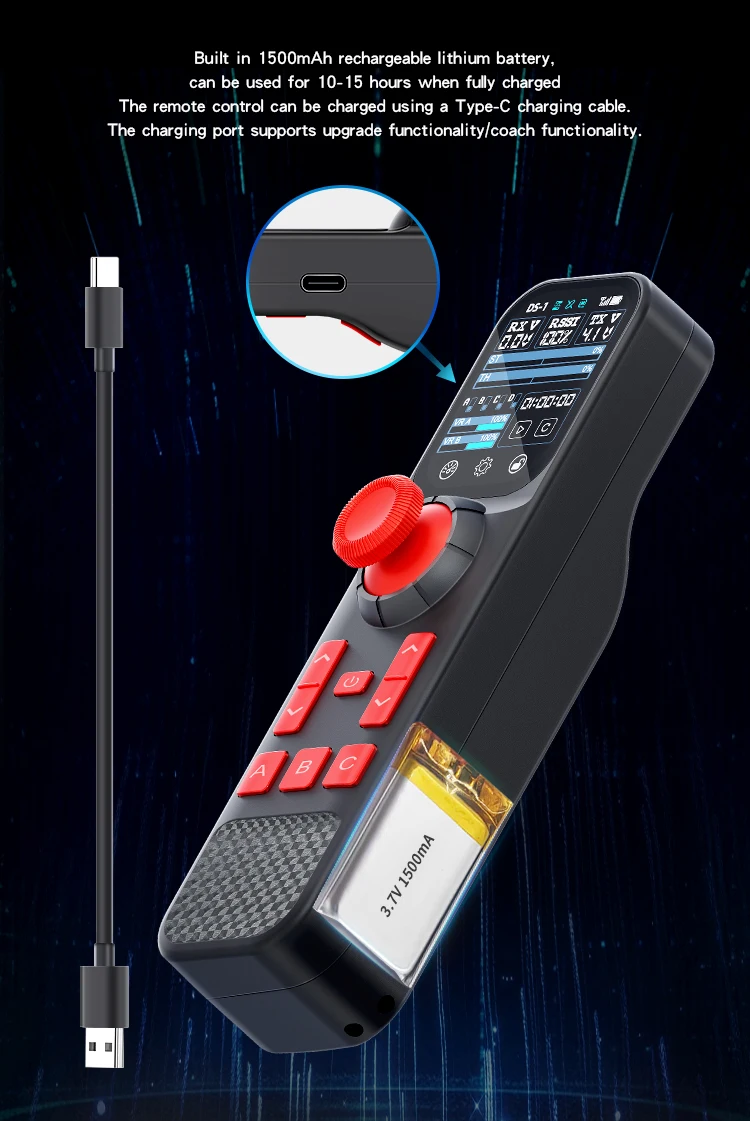 Mais novo transmissor de sistema de rádio HOTRC DS-800 8CH 2.4G 2 polegadas tela colorida sensível ao toque controle remoto receptor F-08A para barco RC