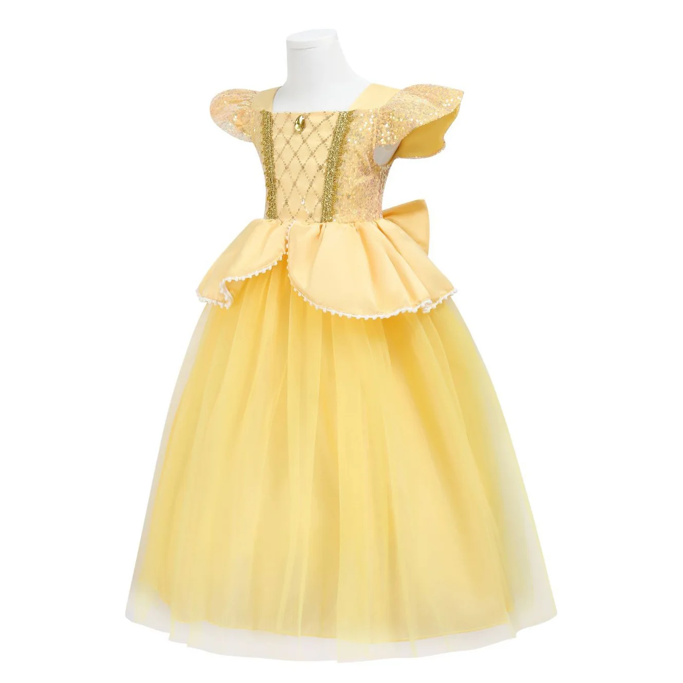 Disney Belle Princess Dress Girls Cosplay Beauty and The Beast Cinderella Snow White Costumes Kids Halloween Carnival Clothes