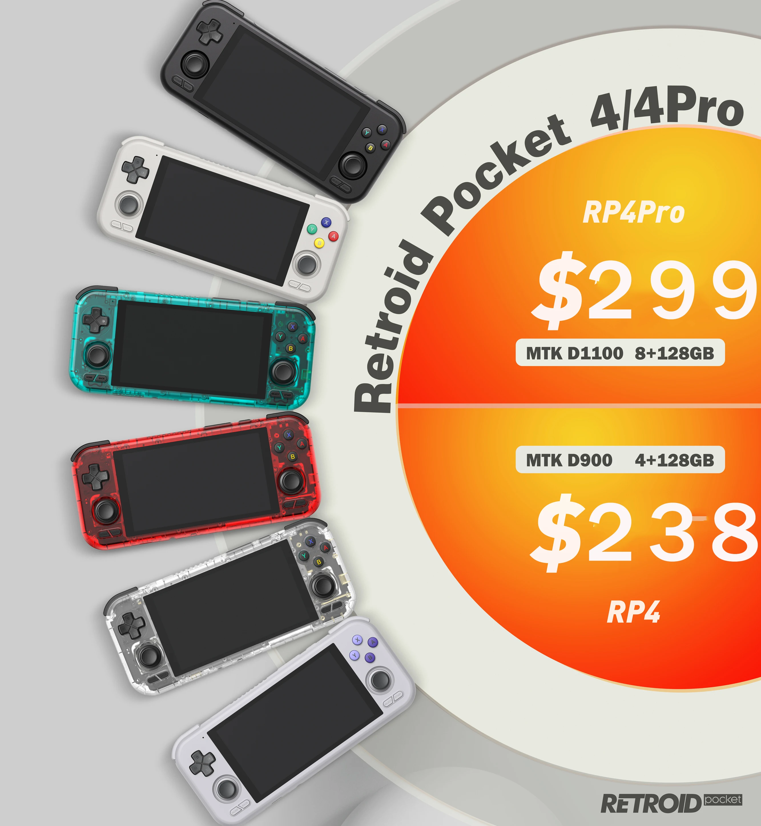 Retroid Pocket 4PRO Handheld Game Console 4G+128G RP4PRO Android 11 Touch Screen Portable 2.4G/5G Wifi 5000mAh