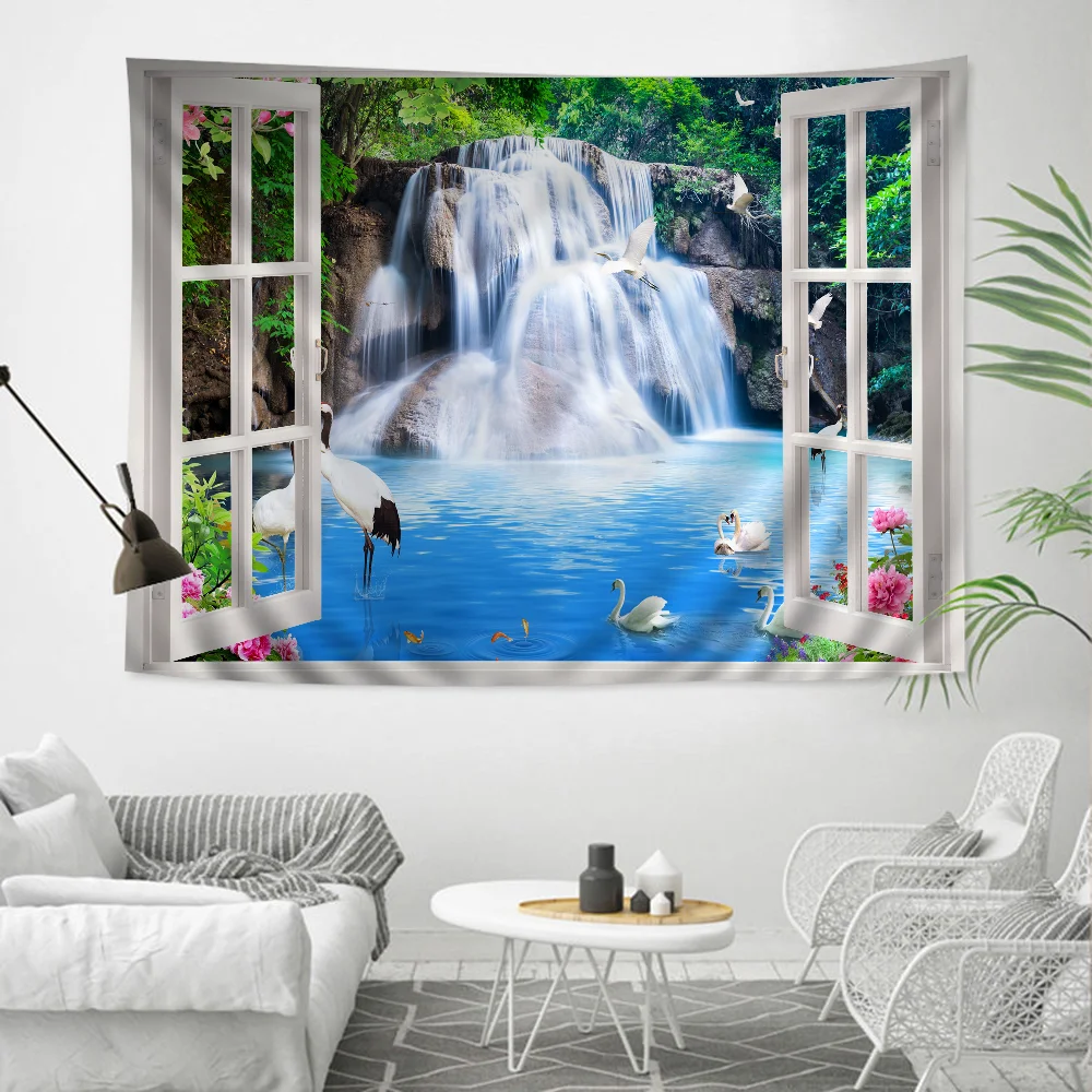 

Waterfall Scenery Colorful Tapestry Wall Hanging Hanging Tarot Hippie Wall Rugs Dorm Home Decor