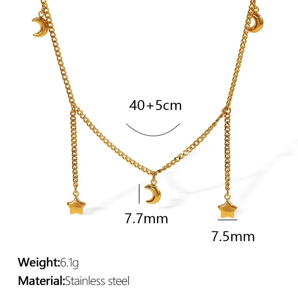 Fashion Gold Starry Sky Design Choker Necklace 316l Stainless Steel 18kPVD Gold-plated Waterproof Jewelry Pendant Necklace