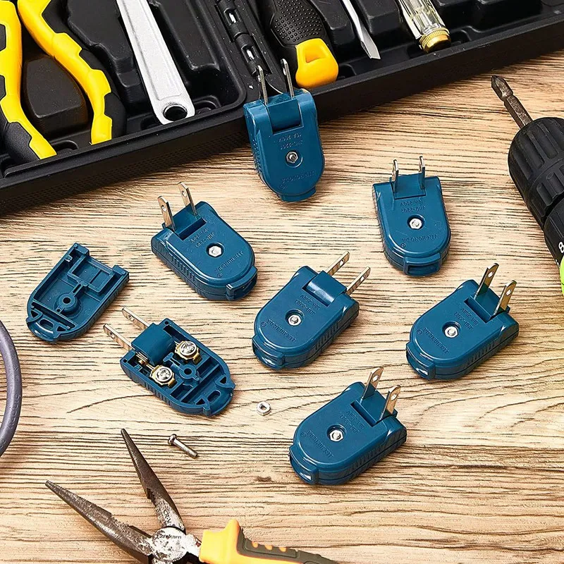 7 PCS Extension Cord Plug Replacement 2 Prong Polarized Electric Plug Rotatable Electrical Plug Extension Cord US Plug