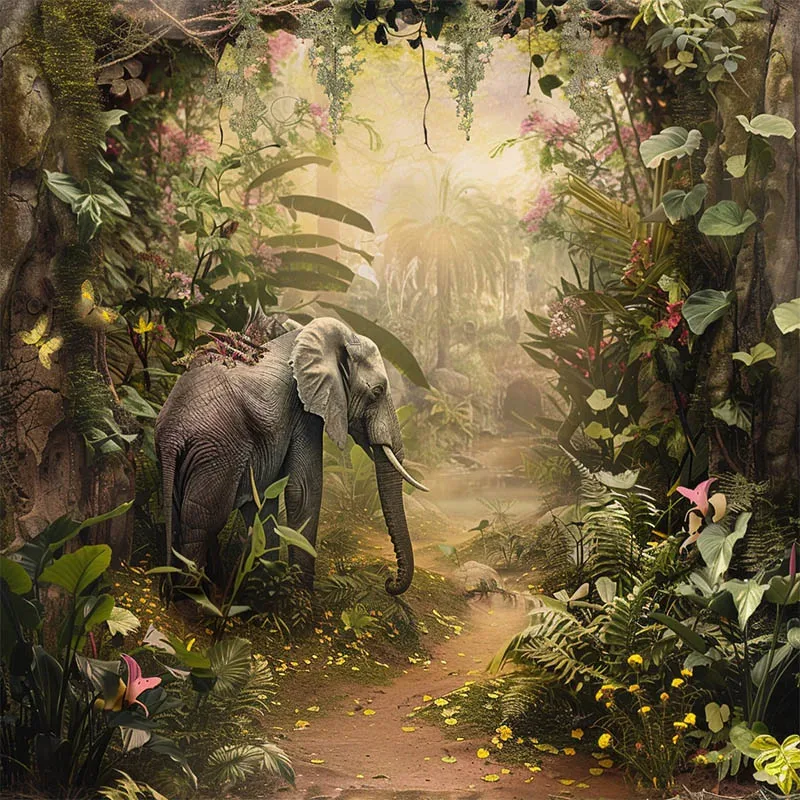 Mehofond Jungle Safari Animal Backdrop Kid Birthday Party Palm Leave Maternity Portrait Wild Forest Tiger Decor Photo Background