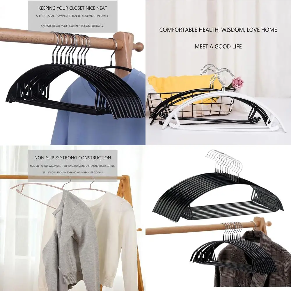 

Металлические вешалки для костюма, пальто и свитера без ударов (110 шт., черные)